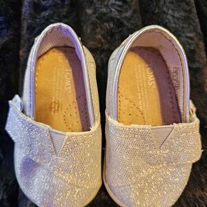 Toms Sparkly Kids Shoes - Glittering Silver